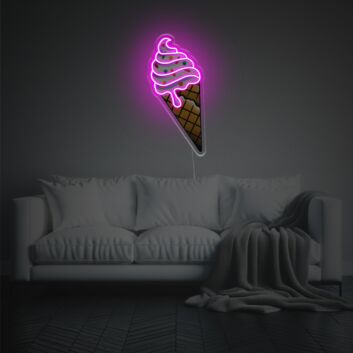 Brighten Up Your Space: Pink Ice Cream LED Neon Acrylic Artwork for Bars, Cafés, and Children's Rooms