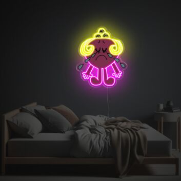 Brighten Up Your Bar, Bedroom, or Gallery with the Unique "Sad Pinky Girl With Blond Hair" LED Neon Acrylic Artwork
