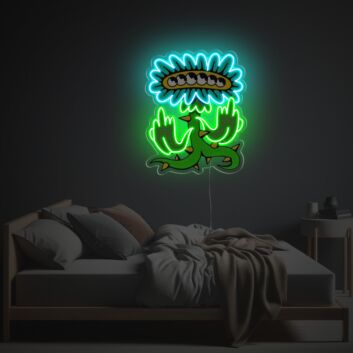 Brighten Your Bar, Bedroom, or Gaming Space with the Unique Six-Eyed Flower With Middle Finger LED Neon Acrylic Artwork