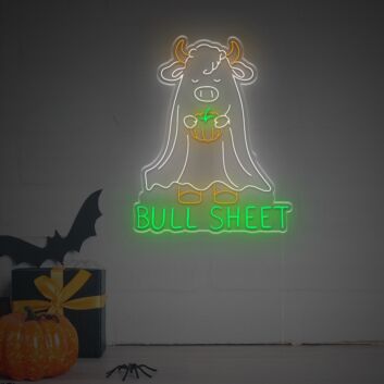 Brighten Up Your Halloween Festivities at Home, Office, or Bar with the Halloween Ghost Bull Sheet With Pumpkin LED Neon Sign