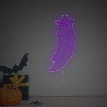 Add a spooky glow to your Halloween festivities, from home decor to office parties, with the Halloween Tall Ghost With Hat LED Neon Sign.