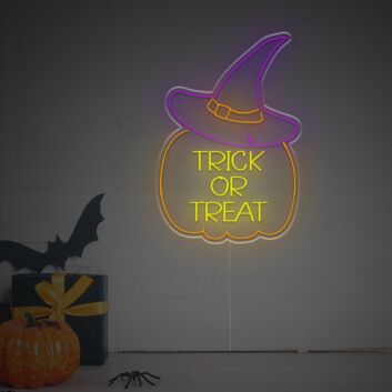 Adorn Your Halloween Festivities and Themed Events with the Halloween Trick Or Treat Pumpkin LED Neon Sign.