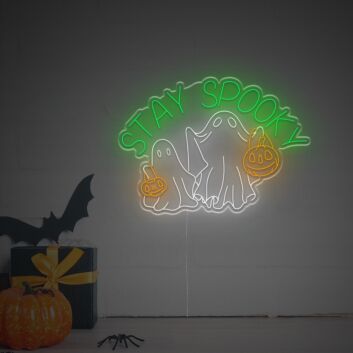 Brighten Up Your Halloween Festivities and Themed Rooms with the Stay Spooky Ghost LED Neon Sign.