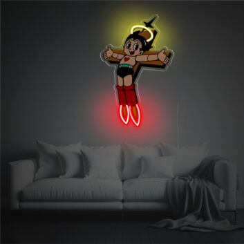 Enhance Your Space: Astro Boy On The Cross LED Neon Acrylic Artwork for Vibrant Home Decor, Cool Office Ambiance, and Unique Store Displays.