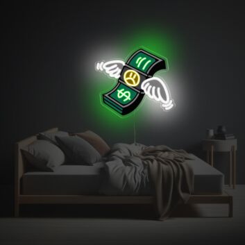 Brighten Your Bar, Office, or Party Ambiance with the Dazzling Flying Brunch Of Money LED Neon Acrylic Artwork.