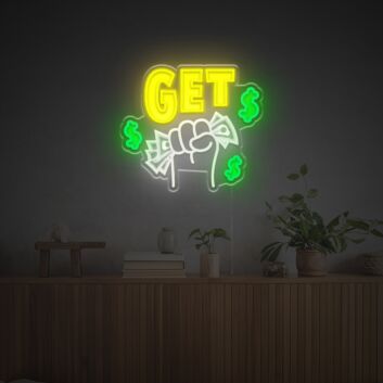 Brighten Your Home, Office, or Store Ambiance with Get Money LED Neon Acrylic Artwork - Perfect for Parties and Weddings Too!