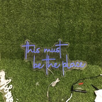 Brighten Your Evening Events to Everyday Spaces: &quot;This Must Be The Place Blue Custom Neon Sign&quot; for Weddings, Bars, and Home Decor.