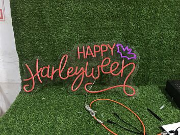 Enhance Your Celebrations: Happy Harleyween Custom LED Neon Sign for Home, Bar, and Halloween Parties Decor.