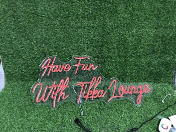Brighten Your Bar or Game Room with Have Fun With Tikka Lounge Red LED Neon Sign.