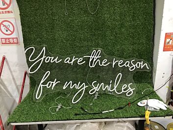 Brighten Your Wedding Day and Home Ambience with You Are The Reason For My Smiles White LED Neon Sign.