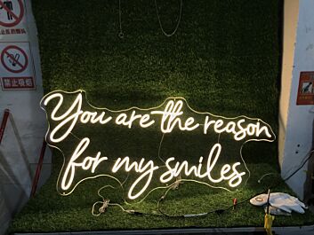 Brighten Your Wedding Day and Home Ambience with You Are The Reason For My Smiles White LED Neon Sign.