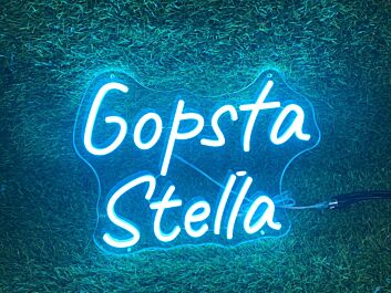 Brighten Up Your Space: Gopsta Stella Blue LED Neon Sign for Home, Office, and Vibrant Bar Ambiance.