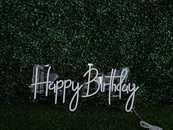 Brighten Up Your Celebration - Happy Birthday White LED Neon Sign for Parties, Homes, and Special Events