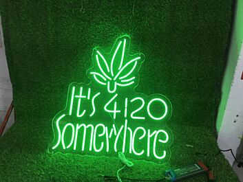 Brighten Up Your Bar, Home, or Celebratory Events with the Its 4120 Somewhere Green Leaf LED Neon Sign.