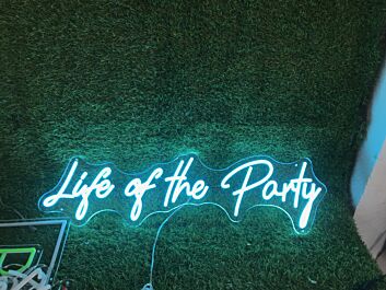 Brighten Your Wedding, Bar, and Celebrations with the Life Of The Party Blue LED Neon Sign.