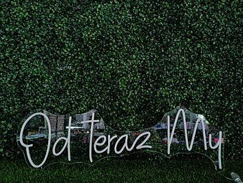 Add a modern flair to your bar, office, and wedding ambiance with the Od Teraz My White LED Neon Sign.