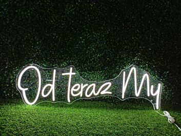 Add a modern flair to your bar, office, and wedding ambiance with the Od Teraz My White LED Neon Sign.