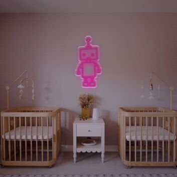 Brighten Up Your Space: Little Cuty Robot LED Neon Sign Ideal for Kids&#039; Rooms, Play Areas, and Birthday Celebrations.