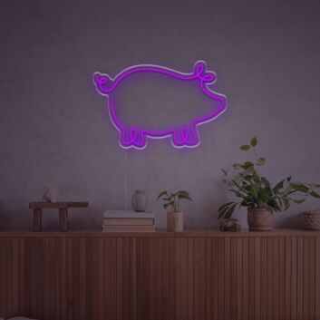 Brighten Up Any Space - Home, Bar, or Office with the Pig Line Drawing LED Neon Sign.