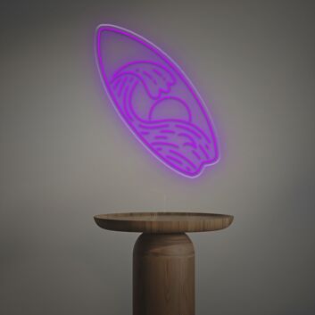 Bring the Beach Vibe to Your Bar, Office, or Home Decor with the Surfboard With Sun And Wave LED Neon Sign.