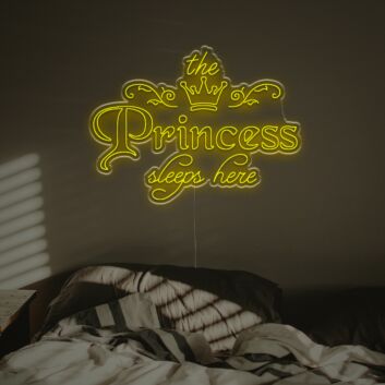 Brighten Your Little Princess's Bedroom or Celebration Space with The Princess Sleeps Here LED Neon Sign.