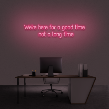 &#39;We're here for a good time, not a long time&#39; Neon sign