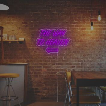 Guide guests at your next event or enhance your home ambience with The Way To Heaven With Arrow LED Neon Sign – perfect for weddings, bars, and cozy evenings.