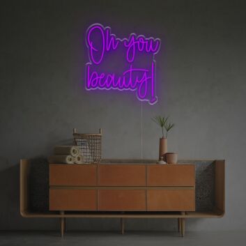 Elevate Your Space: Oh You Beauty LED Neon Sign for Trendy Home Decor, Vibrant Office Settings, and Chic Bar Ambiances.