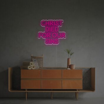 Elevate Your Spiritual Decor: Christ Died For Our Sins LED Neon Sign for Church, Home, and Religious Events