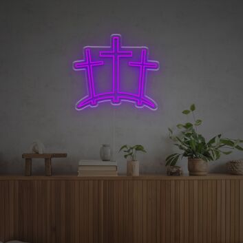 Bring a radiant glow to weddings, bars, and festive gatherings with the Three Ten Crosses LED Neon Sign.