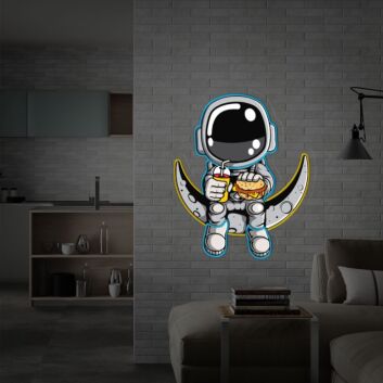 Brighten Up Your Space: Astronaut Hamburger UV Neon Sign for Bars, Bedrooms, and Parties