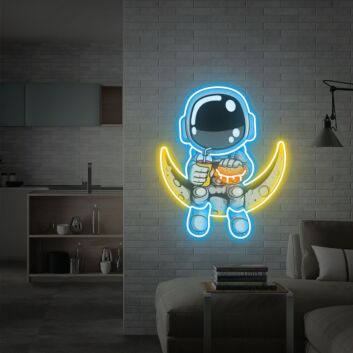 Brighten Up Your Space: Astronaut Hamburger UV Neon Sign for Bars, Bedrooms, and Parties