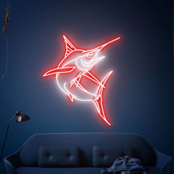 Brighten Up Your Space: Blue Marlin Fish Neon Sign, Perfect for Home, Office, or Bar Ambiance