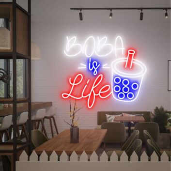 Brighten Up Your Space: Boba Is Life Neon Sign Bubble Tea LED Sign Perfect for Home Decor, Boba Tea Shops, and Celebratory Events.