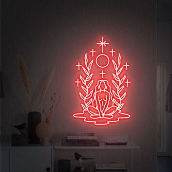 Light Up Your Yoga Space and Add Magic to Weddings with Boho Yoga Girl Moonchild Sacred Neon Lights Decor Yoga Room Wall.