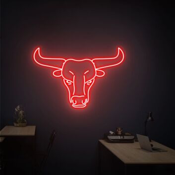 Add a Western Glow to Your Space: Bull Head Led Neon Longhorn Head Skull Light Sign for Bars, Homes, and Festive Occasions.