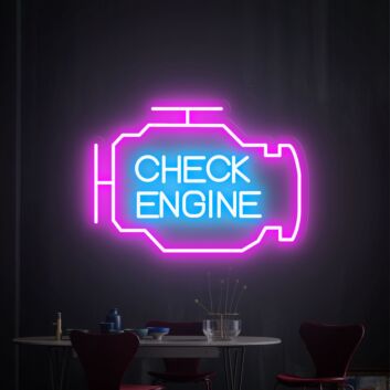 Brighten Up Your Garage, Man Cave, or Next Big Party with the Check Engine Light Neon Sign - The Perfect Gift for Dad and Car Enthusiasts.