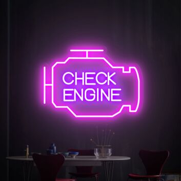 Brighten Up Your Garage, Man Cave, or Next Big Party with the Check Engine Light Neon Sign - The Perfect Gift for Dad and Car Enthusiasts.