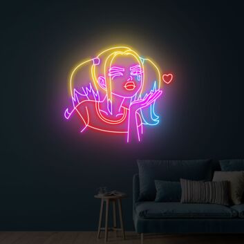Brighten Up Your Space with Crazy Girl Harley Quinn Neon Sign Task Force X Neon Lights - Perfect for Bars, Game Rooms, and Movie Nights.