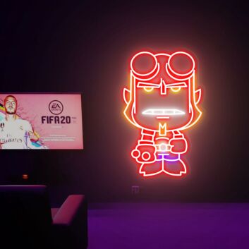 Elevate Your Game Room, Home Office, and Party Ambiance with the Fantastic Four Hellboy Neon Sign Wall Decor.