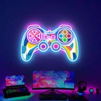 Light Up Your Game Room &amp; Add A Vibrant Touch To Parties With The Game Handsign UV Neon Sign Art Decor.