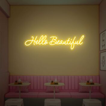 Brighten Up Your Space: Hello Beautiful Neon Sign Wall Art Perfect for Home Decor, Office Inspiration, and Bar Ambiance.
