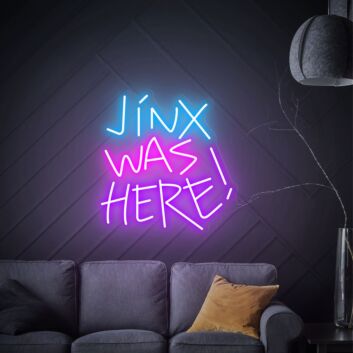 Brighten Your Bar, Game Room, or Child's Bedroom with Jinx Was Here Arcane LED Neon Sign Cartoon Character for a Magical Ambiance.