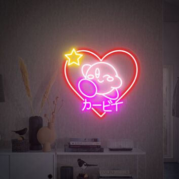 Brighten Your Gaming Space and Celebrate in Style with Love Kirby Decor Japanese Neon Sign - Perfect for Home Decor, Office Ambiance, and Anime-Themed Parties.