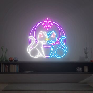 Brighten Up Your Space with Sailor Moon Luna Cat LED Neon Sign: Perfect for Anime-Themed Rooms, Home Offices, and Bar Ambiance