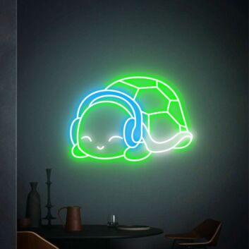 Brighten Up Your Bar, Game Room or Teen&#039;s Space with the Turtle With Headphones Led Neon Sign.