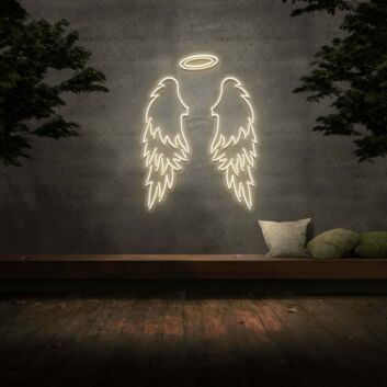 Big Angel Wings &amp; Halo Neon Sign