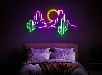 Brighten Your Space: Perfect for Home Decor, Bars, and Weddings - Desert Neon Sign Cactus Sunset Neon Sign Western Mountain Neon Desert Wall Decor