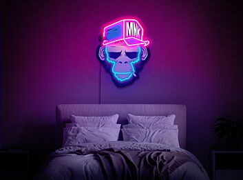 Brighten Up Your Space with Monkey Neon Sign Chimp Bored Ape Wall Art LED UV Neon Sign - Perfect for Home Decor, Office Ambiance, or Adding Flair to Your Bar and Party Settings.