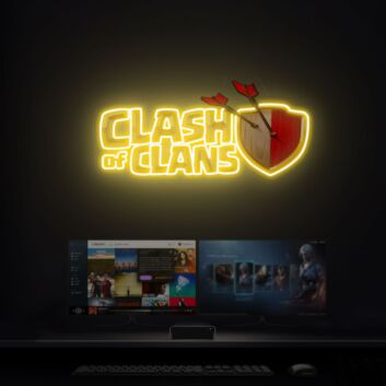 Elevate Your Gaming Space or Party Ambiance with the Clash Of Clans Led UV Neon Sign With Print Acrylic Board Art for Home, Bars, and Gaming Events.